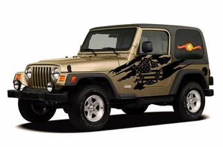 Jeep Wrangler (1999-2006) Kit de envoltura de calcomanía de vinilo personalizado - Army Star Torn