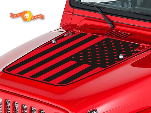 Adhesivo Vinilo con Bandera de EE.UU. para Capó de Jeep Wrangler 1999-2006