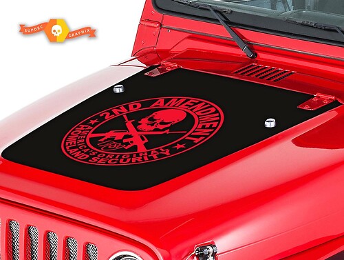 Pegatina de vinilo para capó Calavera y armas de la 2ª Enmienda para Jeep Wrangler 1999-2006