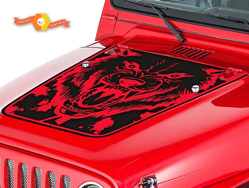 Pegatina de vinilo Mad Wolf para capó para Jeep Wrangler 1999-2006