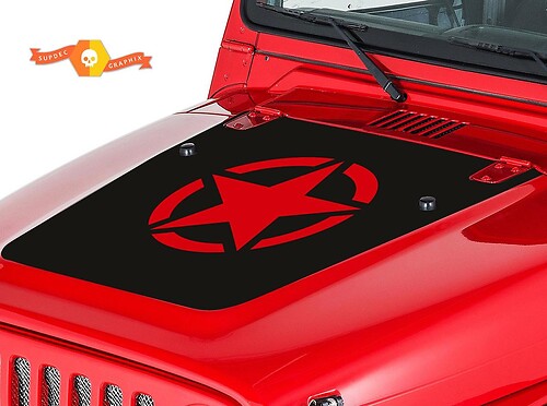 Adhesivo Vinilo Capó Estrella del Ejército para Jeep Wrangler 1999-2006