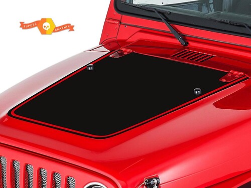 Vinilo adhesivo para capó con línea de contorno en negro para Jeep Wrangler 1999-2006