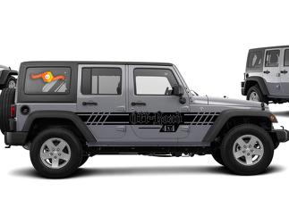 Jeep Wrangler (2007-2016) Kit de calcomanías de vinilo personalizadas de 4 puertas - Franja todoterreno