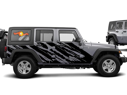 Pegatina de vinilo lateral estilo destruido para Jeep Wrangler 2007-2016