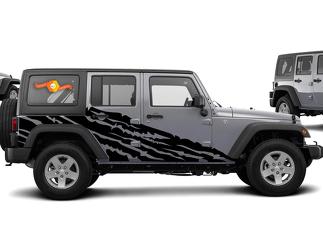 Jeep Wrangler (2007-2016) Kit de calcomanías de vinilo personalizadas de 4 puertas - Rasgado