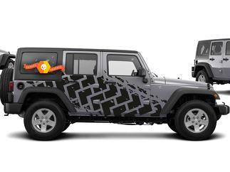 Jeep Wrangler (2007-2016) Kit de calcomanías de vinilo personalizadas de 4 puertas - Huellas de neumáticos