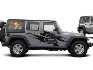 Jeep Wrangler (2007-2016) Kit de calcomanías de vinilo personalizadas de 4 puertas - Army Star Torn