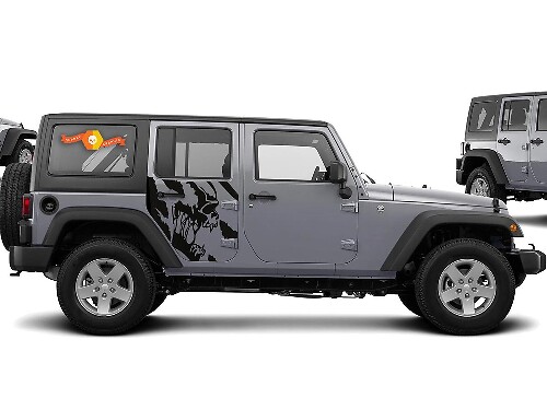 Kit de Vinilo Lateral Calavera Gritando para Jeep Wrangler 4 Puertas 2007-2016