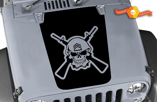 Calcomanía de Vinilo para Capó de Rifle Cruzado con Calavera para Jeep Wrangler 2007-2016
