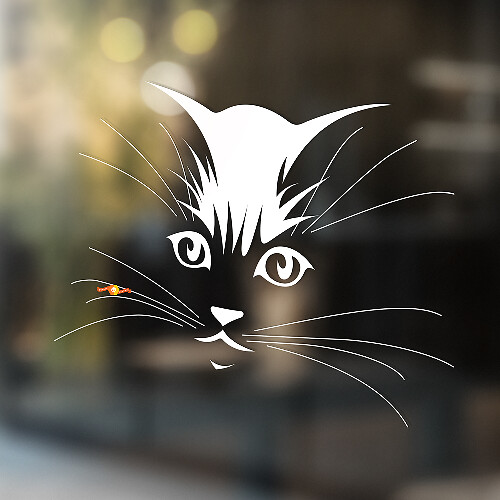 Pegatina de vinilo universal con cara de gato adorable