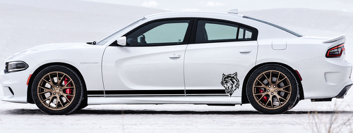 Juego de vinilos con franjas gemelas de línea de cabeza de gato personalizada para paneles laterales de Dodge Charger 2011-2018