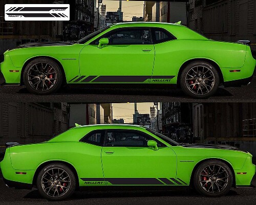 Adhesivo de Vinilo con Franjas Estilo Hellcat para Paneles Laterales de Dodge Challenger 2009-2018