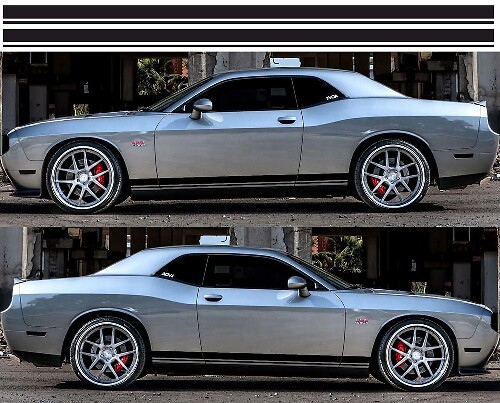 Kit de Vinilo con Franjas Laterales Estilo Rally para Dodge Challenger 2009-2018