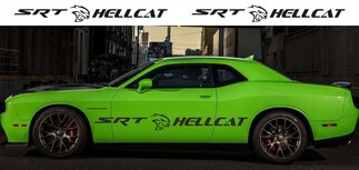 2X Dodge Challenger SRT Hellcat 2009 - 2018 Calcomanía de vinilo lateral a rayas