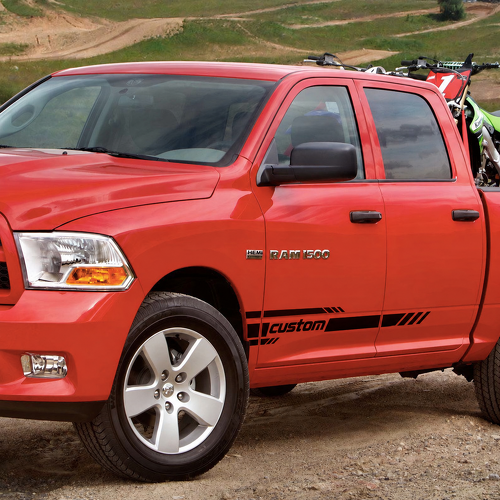 Par de vinilos adhesivos personalizados con franjas de puerta doble para Dodge Ram 1500 2009-2017