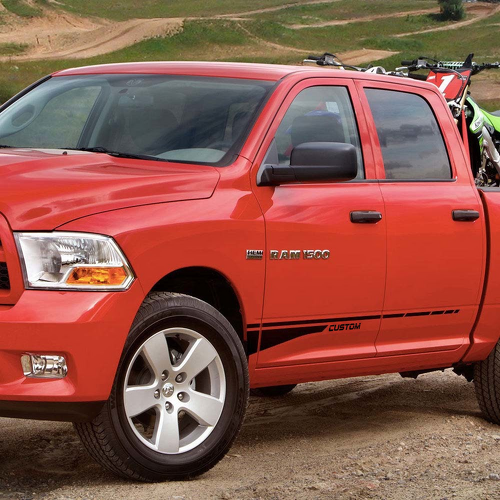 Dodge Ram mk4 2009-2017 1500 calcomanía con franjas gráficas laterales estilo 6
