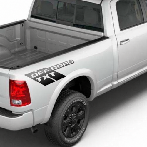 Pegatina Vinilo Personalizada Logo Off Road para Lateral de Cama RAM 1500 4ª Gen (DS) Rebel 2008-2024