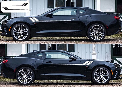 Pegatina de vinilo lateral con franjas estilo hockey de marca para Chevrolet Camaro 2016-2018