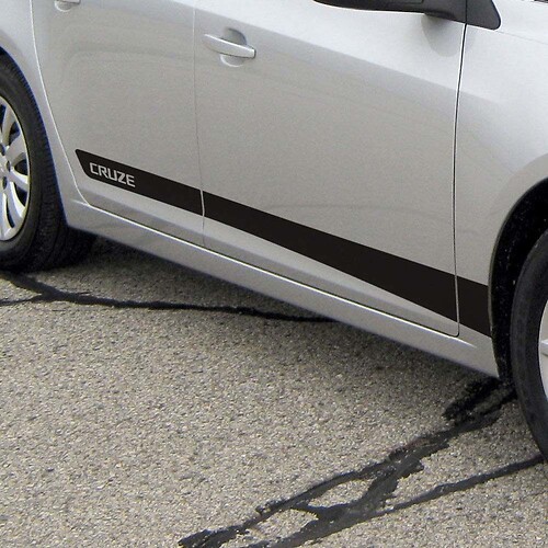 Chevrolet Cruze pegatinas con gráficos de rayas laterales, pegatina para panel de puerta, pegatina de vinilo negro

