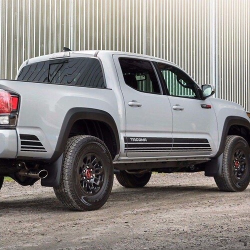 Etiqueta adhesiva de vinilo lateral con triple raya para Toyota Tacoma
