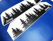 Jeep Tree forest troquelado vinilo puerta pegatina PNW pino árboles Woods silueta gráfico coche camión cuerpo 2