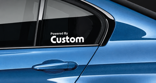 Powered By Custom 6x2.1 Inch Lettering Pair — Adhesivo de vinilo (ventanilla lateral) para Dodge Ram 1500