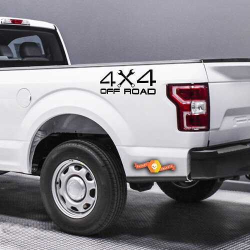 (2X) 4X 4 Off Road Truck Bed Calcomanía Vinilo Pegatina Llave Levantada Camión Rodillo de Carbón
