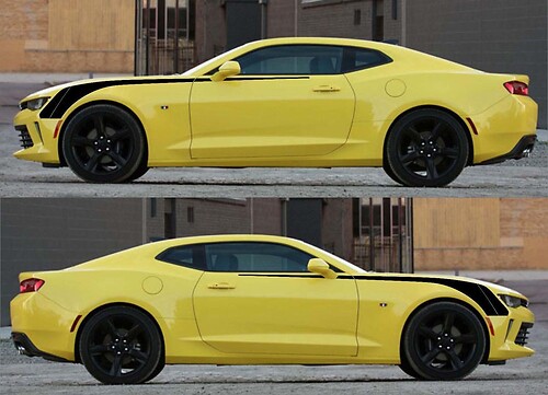 Front Hockey Stripe Pair Lateral Guardabarros delantero Adhesivo de vinilo para Chevrolet Camaro 2016-2018