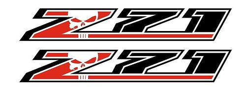 2 Chevy Silverado Z71 4x4 GMC GM Sierra Calcomanías Pegatinas F 1500 2500 Punisher Skull 2 ​​colores
