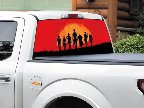 Vinilo adhesivo para ventana trasera o portón trasero de Red Dead Redemption 2 para camiones