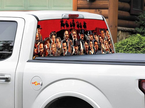 Vinilo adhesivo para ventana trasera o portón trasero de Red Dead Redemption 2 para camionetas y SUV