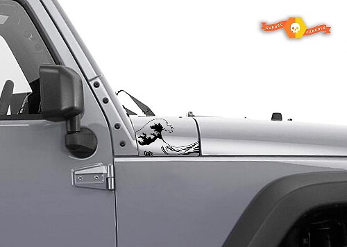 Juego de calcomanías de vinilo para el lateral del capó Ocean Wave para Jeep Wrangler JK