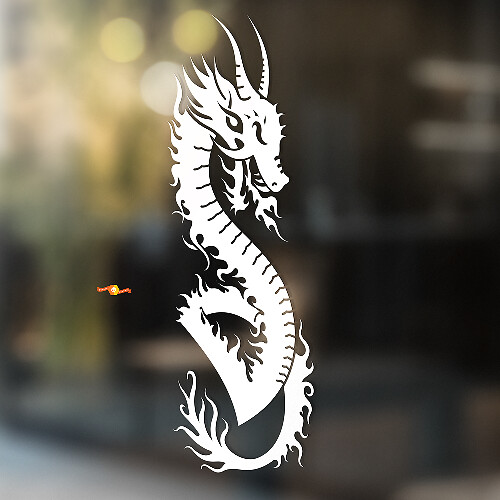 Dragón de Fuego Chino Enroscado Pegatina Universal de Vinilo