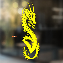 Dragón de Fuego Chino Enroscado Pegatina Universal de Vinilo_3