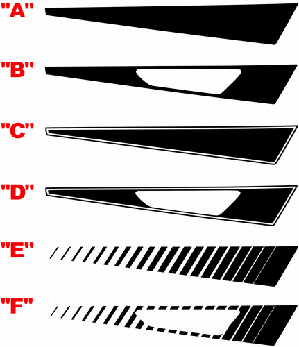 Vent Cutout Spear Stripe Pair Capó Adhesivo de vinilo para Chevrolet Camaro 2016-2024