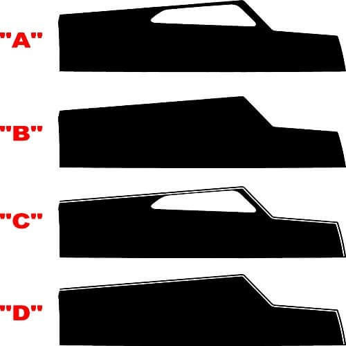 T Shape Vent Cutout Panel Pair Capó Adhesivo de vinilo para Chevrolet Camaro 2016-2024