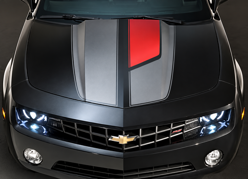 45th Anniversary Style Asymmetric Rally Stripe Kit — Adhesivo de vinilo (capó, maletero) para Chevrolet Camaro 2010-2024