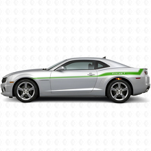 Kit de adhesivos de vinilo con franjas laterales de contorno curvado personalizado para Chevrolet Camaro 2010-15_3