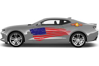 Par de EE. UU. American Flag Stripe Kit Ajuste universal para muchos vehículos 2 colores Calcomanías de vinilo Pegatinas