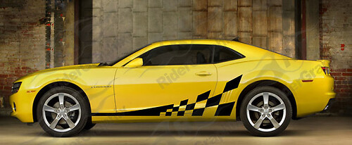 2010-2015 Camaro Side Accent Checker Flag Stripe Kit Calcomanías de vinilo pegatinas

