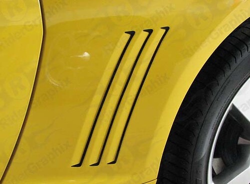 2010 - 2015 Chevrolet Camaro Panel del cuarto trasero Ventilación lateral Acento Pegatinas opacas Calcomanías Estilo II
