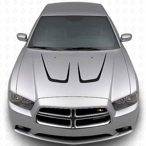 Juego de vinilos adhesivos con doble franja curvada para capó para Dodge Charger 2011-2014