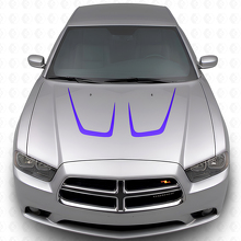 Juego de vinilos adhesivos con doble franja curvada para capó para Dodge Charger 2011-2014_2