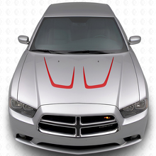 Juego de vinilos adhesivos con doble franja curvada para capó para Dodge Charger 2011-2014_3