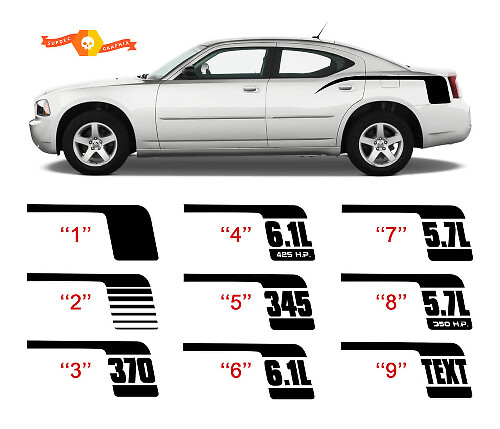 Kit de vinilo adhesivo para panel trasero estilo Palo de Hockey para Dodge Charger 2006-10
