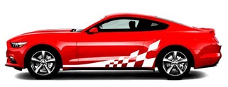 2015 & 2020 Mustang Side Accent Checker Flag Stripe Kit Vinilo Calcomanías Pegatinas