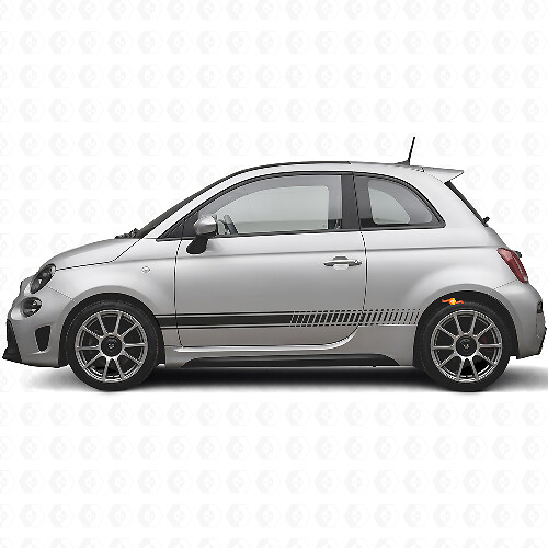 Kit de Pegatinas de Vinilo con Rayas Laterales de Carreras de Cuadros para Fiat 500 Abarth 2007+