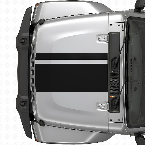 Vinilo adhesivo con bandas dobles de diferentes anchos para capó para Jeep Wrangler 2007+_1