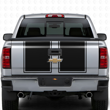 Kit de vinilos con franjas dobles para capó y portón trasero para Chevrolet Silverado 2014-15_2