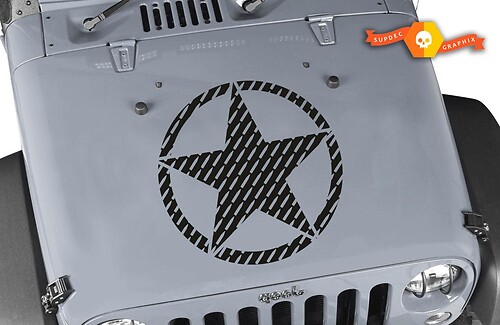 Calcomanía adhesiva de vinilo Star de bala Oscar Mike 7.62 para capó de Jeep Wrangler
